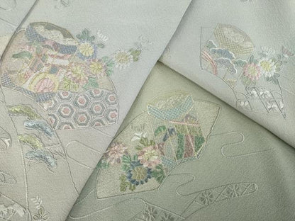 平和屋着物●訪問着　中国三大刺繍　相良刺繍　総刺繍　貝桶花文　暈し染め　金糸　ロング丈　正絹　逸品　AABL2118ck