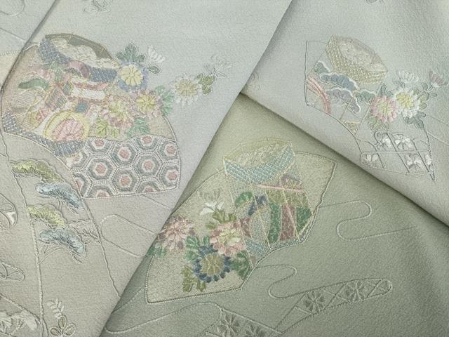 平和屋着物●訪問着　中国三大刺繍　相良刺繍　総刺繍　貝桶花文　暈し染め　金糸　ロング丈　正絹　逸品　AABL2118ck
