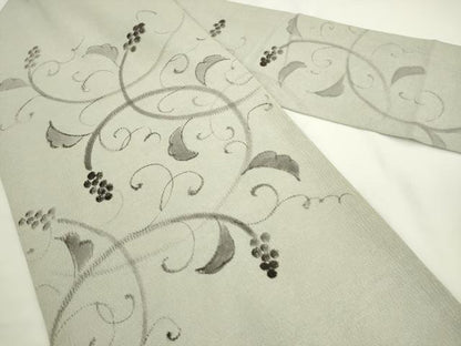 平和屋着物●九寸名古屋帯　手描き　葡萄蔦の葉文　正絹　逸品　AABL2131pf