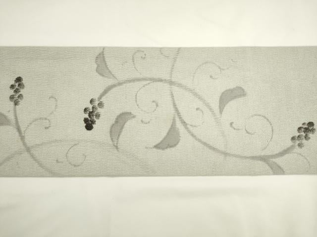 平和屋着物●九寸名古屋帯　手描き　葡萄蔦の葉文　正絹　逸品　AABL2131pf