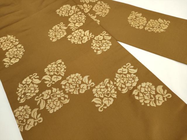 平和屋着物●龍村美術織物　たつむら　九寸名古屋帯　草花文　金糸　正絹　逸品　AABL2132pf