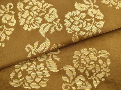 平和屋着物●龍村美術織物　たつむら　九寸名古屋帯　草花文　金糸　正絹　逸品　AABL2132pf