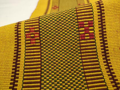 平和屋着物●沖縄県伝統工芸品　八重山ミンサー　手織り　半幅帯　一重帯　花間道　綿　逸品　AABL2137pf