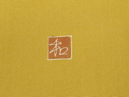 平和屋着物●塩瀬　九寸名古屋帯　友禅　作家物　枝花文　黄金色　正絹　逸品　AABL2145pf