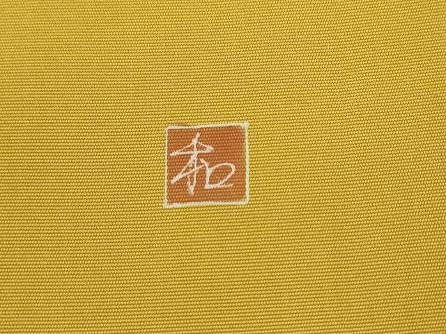 平和屋着物●塩瀬　九寸名古屋帯　友禅　作家物　枝花文　黄金色　正絹　逸品　AABL2145pf