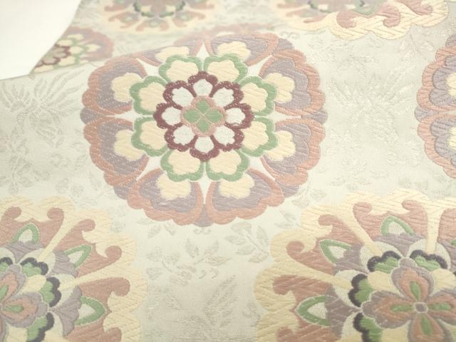 平和屋着物●全通柄　本袋帯　唐織　飾花文　銀糸　正絹　逸品　AABL2146pf