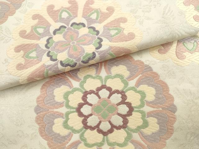 平和屋着物●全通柄　本袋帯　唐織　飾花文　銀糸　正絹　逸品　AABL2146pf