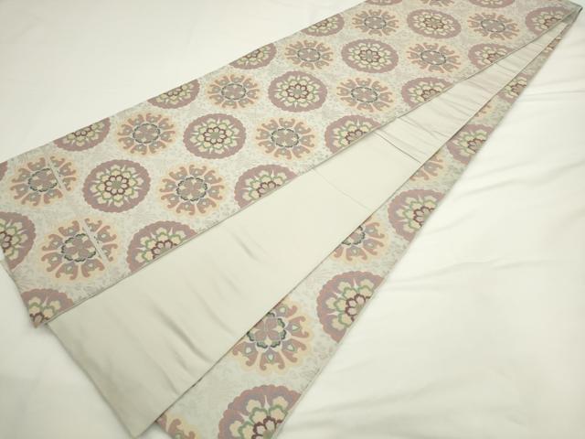 平和屋着物●全通柄　本袋帯　唐織　飾花文　銀糸　正絹　逸品　AABL2146pf