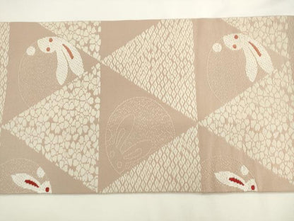 平和屋着物●九寸名古屋帯　唐織　兎　正絹　逸品　AABL2149pf