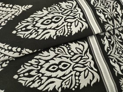 平和屋着物●本場筑前博多織　八寸名古屋帯　洋花間道　黒地　三越扱い　正絹　逸品　AABL2150pf