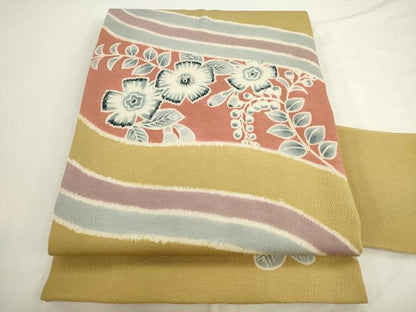 平和屋着物●九寸名古屋帯　辻が花　鬼しぼ縮緬　正絹　逸品　AABL2154pf