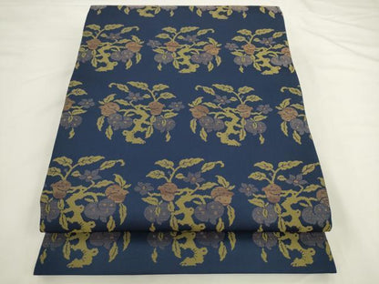 平和屋着物●西陣　川島織物　九寸開き名古屋帯　草花文　正絹　逸品　AABL2157pf