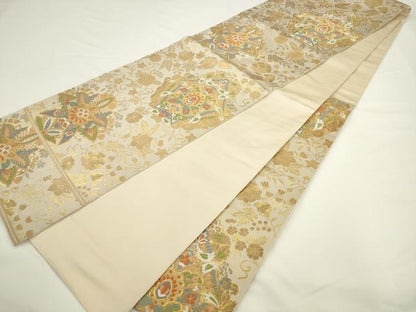 平和屋着物●西陣　服部織物謹製　六通柄袋帯　唐織　飾花文　金銀糸　正絹　逸品　AABL2164pf