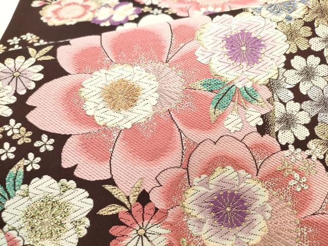 平和屋着物●六通柄袋帯　唐織　八重桜　金銀糸　正絹　逸品　AABL2166pf