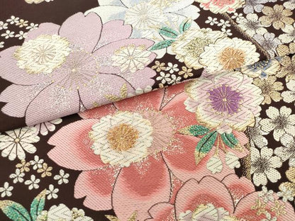 平和屋着物●六通柄袋帯　唐織　八重桜　金銀糸　正絹　逸品　AABL2166pf
