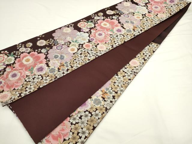 平和屋着物●六通柄袋帯　唐織　八重桜　金銀糸　正絹　逸品　AABL2166pf
