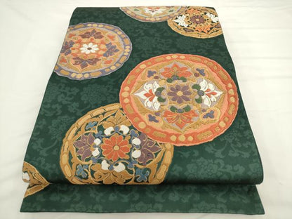 平和屋着物●六通柄袋帯　唐織　織寶　飾花文　正絹　逸品　AABL2171pf