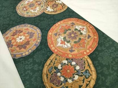 平和屋着物●六通柄袋帯　唐織　織寶　飾花文　正絹　逸品　AABL2171pf
