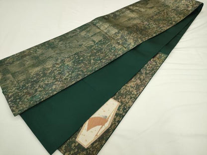平和屋着物●太鼓柄袋帯　絽刺し　区限刺繍　飛鶴文　金糸　引箔　正絹　逸品　AABL2172pf
