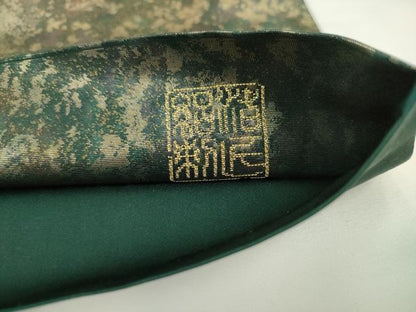 平和屋着物●太鼓柄袋帯　絽刺し　区限刺繍　飛鶴文　金糸　引箔　正絹　逸品　AABL2172pf