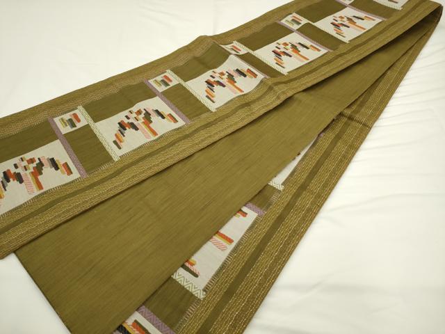 平和屋着物○六通柄袋帯 幾何学間道 正絹 逸品 AABL2173pf