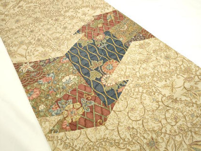 平和屋着物●二代目更甚　江戸更紗　太鼓柄袋帯　更紗花文　正絹　逸品　AABL2184pf