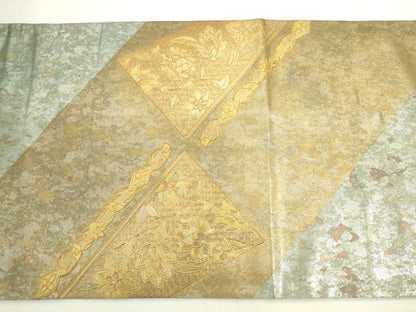 平和屋着物●太鼓柄袋帯　螺鈿　飾花文　金銀彩　引箔　正絹　逸品　AABL2190pf