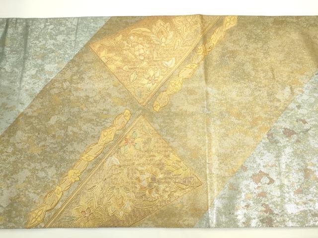 平和屋着物●太鼓柄袋帯　螺鈿　飾花文　金銀彩　引箔　正絹　逸品　AABL2190pf
