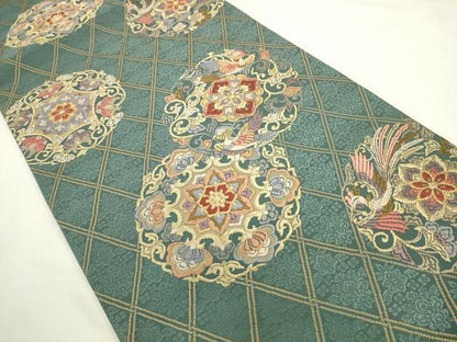 平和屋着物●六通柄袋帯　唐織　鳳凰花文　金糸　正絹　逸品　AABL2192pf