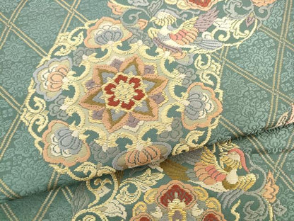 平和屋着物●六通柄袋帯　唐織　鳳凰花文　金糸　正絹　逸品　AABL2192pf