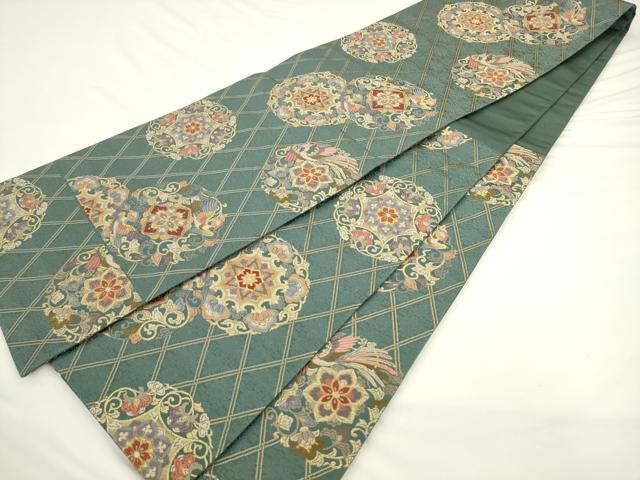 平和屋着物●六通柄袋帯　唐織　鳳凰花文　金糸　正絹　逸品　AABL2192pf