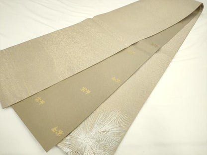 平和屋着物●金彩友禅作家　金彩の魔術師　堀省平　金煌織　嵯峨つづれ　太鼓柄袋帯　唐松　銀彩　正絹　逸品　AABL2200pf