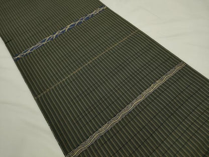 平和屋着物●伝統工芸士　永野和年　本場筑前博多織　両面全通柄京袋帯　泥染　格子　やまと誂製　正絹　逸品　AABL2201pf