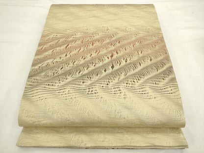 平和屋着物●本場筑前博多織　全通柄袋帯　よろけ縞　正絹　逸品　AABL2202pf