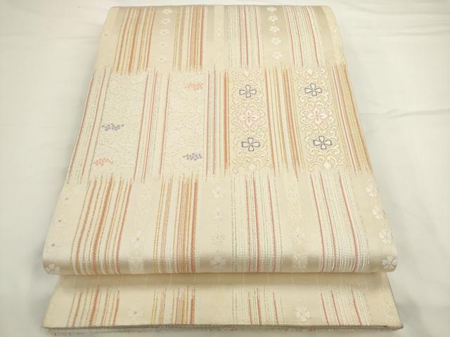 平和屋着物●両面六通柄袋帯　飾花文　金糸　やまと誂製　正絹　逸品　AABL2203pf