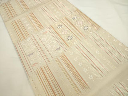 平和屋着物●両面六通柄袋帯　飾花文　金糸　やまと誂製　正絹　逸品　AABL2203pf