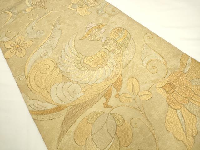 平和屋着物●洛風林　工芸帯地　六通柄袋帯　鳳凰花文　金糸　正絹　逸品　AABL2204pf
