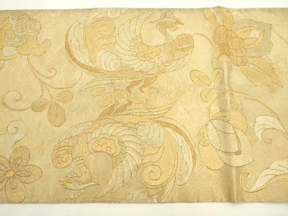 平和屋着物●洛風林　工芸帯地　六通柄袋帯　鳳凰花文　金糸　正絹　逸品　AABL2204pf