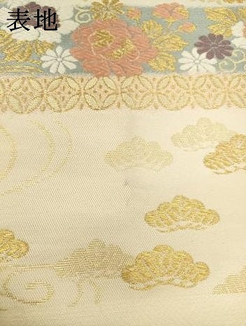 平和屋着物●六通柄袋帯　唐織　横段花文　金糸　正絹　逸品　AABL2208pf