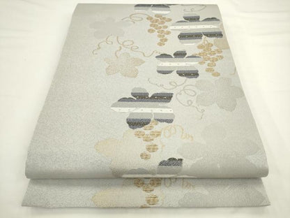 平和屋着物●六通柄袋帯　葡萄蔦花文　金銀糸　正絹　逸品　AABL2209pf