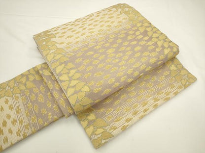 平和屋着物●つけ帯　献上白樺文　金華山織　金糸　正絹　逸品　AABL2212pf