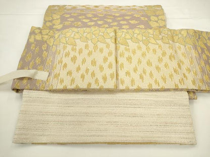 平和屋着物●つけ帯　献上白樺文　金華山織　金糸　正絹　逸品　AABL2212pf