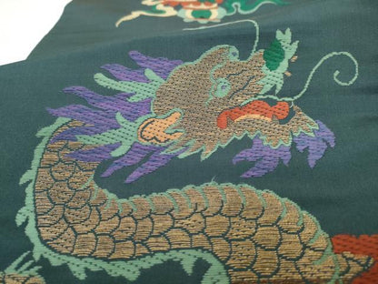 平和屋着物●アンティーク　大正ロマン　丸帯　引き抜き帯　唐織　龍　正絹　逸品　AABL2213pf