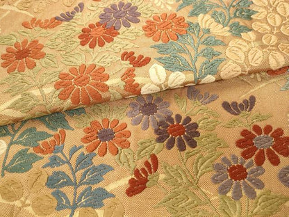 平和屋着物●六通柄袋帯　唐織　草花文　金糸　正絹　逸品　AABL2220pf