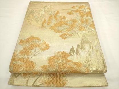 平和屋着物◎六通柄袋帯　樹林文　金糸　正絹　逸品　AABL2222pf