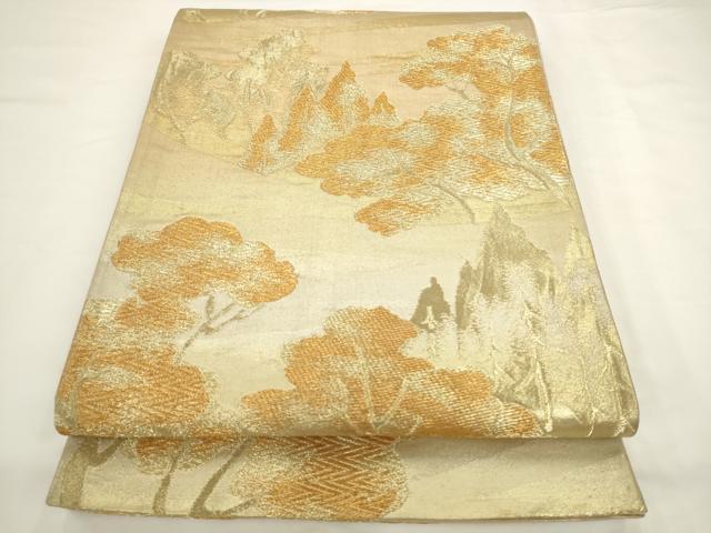 平和屋着物◎六通柄袋帯　樹林文　金糸　正絹　逸品　AABL2222pf