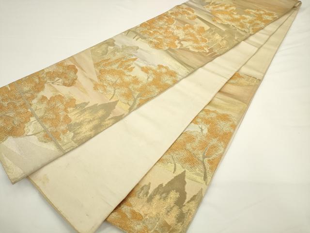 平和屋着物◎六通柄袋帯　樹林文　金糸　正絹　逸品　AABL2222pf