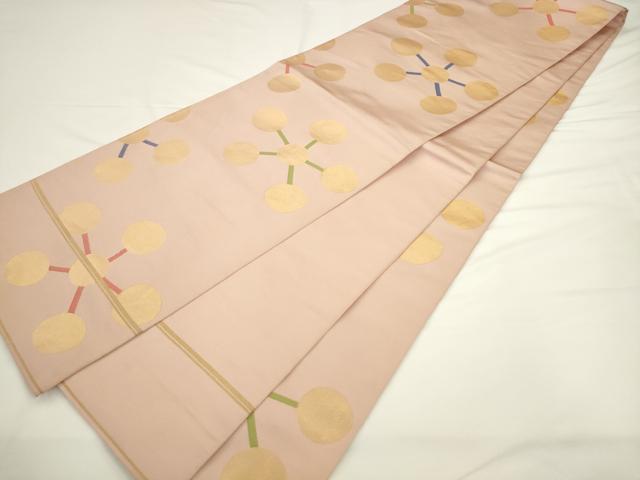 平和屋着物◎全通柄　本袋帯　舞花文　金糸　正絹　逸品　AABL2230pf