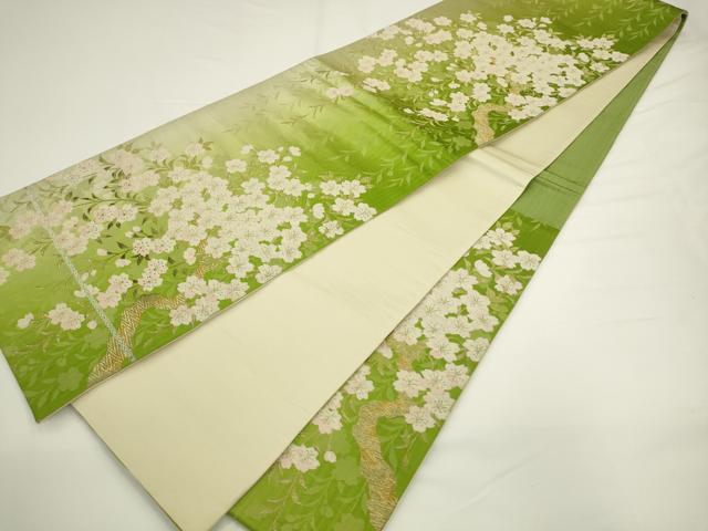 平和屋着物◎六通柄袋帯　唐織　桜　金糸　正絹　逸品　AABL2233pf