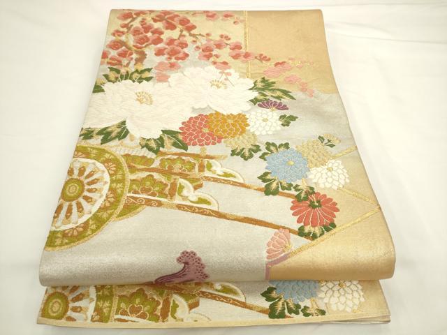 平和屋着物◎六通柄袋帯　唐織　花車文　金銀糸　正絹　逸品　AABL2237pf
